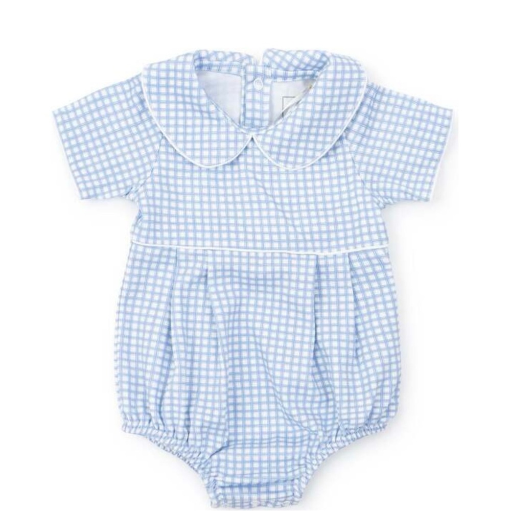 Lila + Hayes Palmer Boys’ Bubble, Light Blue Box Plaid NWT 3T